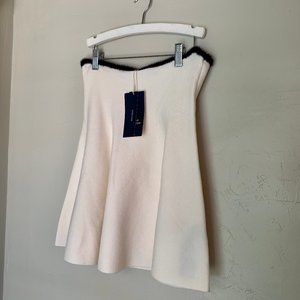 Zara NWT Adorable ivory skirt w/ black fur detail
